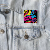 Badge Carré 5 Cm Rétro conception de partie (En situation)