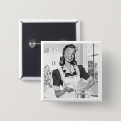 Badge Carré 5 Cm Rétro cuisinier (Devant & derrière)