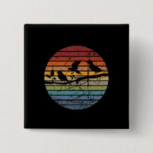 Badge Carré 5 Cm Retro d'observation des oiseaux