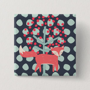 Badge Carré 5 Cm Retro Fox