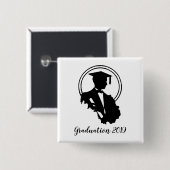 Badge Carré 5 Cm Rétro Graduation 2019 (Devant & derrière)