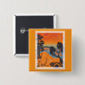 Badge Carré 5 Cm Retro Sunset Forest Paysage Abstrait (Devant & derrière)