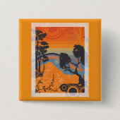 Badge Carré 5 Cm Retro Sunset Forest Paysage Abstrait (Devant)