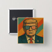 Badge Carré 5 Cm Retro Trump Pin (Devant & derrière)