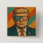 Badge Carré 5 Cm Retro Trump Pin (Devant)