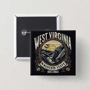 Badge Carré 5 Cm Retro West Virginia