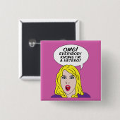 Badge Carré 5 Cm RÉTROS boutons de BANDES DESSINÉES (Devant & derrière)