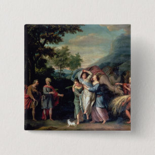 Badge Carré 5 Cm Réunion de Jacob et de Laban avec Rachel, Leah et