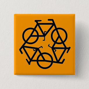 Badge Carré 5 Cm Réutilisez le symbole de logo de bicyclette