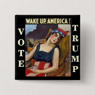 Badge Carré 5 Cm RÉVEILLEZ l'AMÉRIQUE Donald Trump 2016