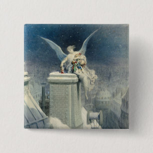 Badge Carré 5 Cm Réveillon de Noël