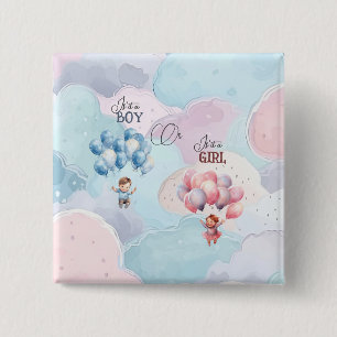 Badge Carré 5 Cm Révélation du genre du bébé