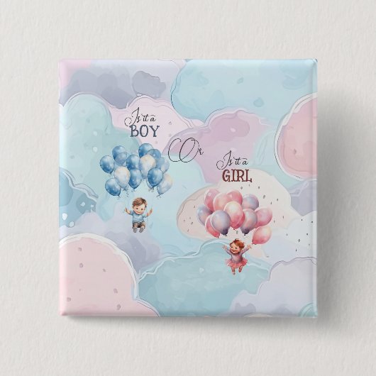 Badge Carré 5 Cm Révélation du genre du bébé (Devant)