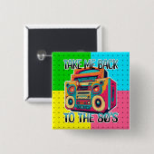 Badge Carré 5 Cm Revenez aux années 80 | Vibe rétro (Devant & derrière)