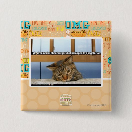 Badge Carré 5 Cm Rêver de Cheesburgers (Devant)