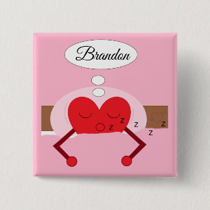 Badge Carré 5 Cm Rêves de coeur teintes rose