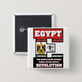 Badge Carré 5 Cm Révolution de l'Egypte (Devant & derrière)