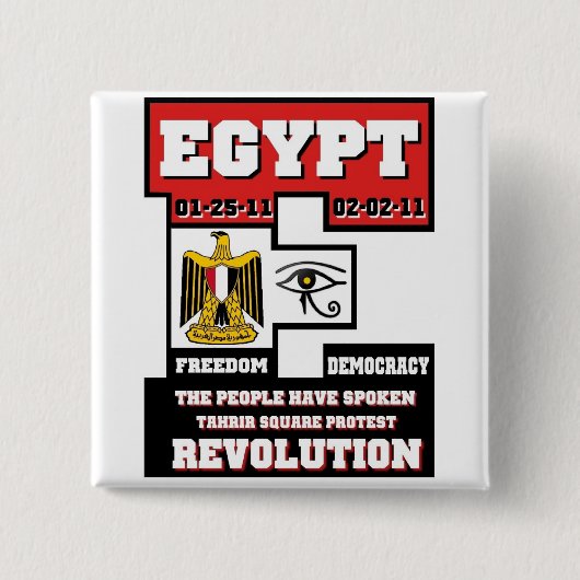 Badge Carré 5 Cm Révolution de l'Egypte (Devant)