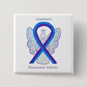 Badge Carré 5 Cm Rhumatoïde Sensibilisation à l'arthrite Ruban Ange