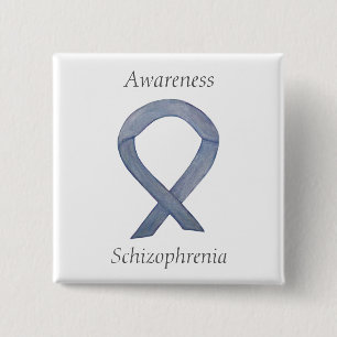 Badge Carré 5 Cm Ribbon de sensibilisation à la schizophrénie Éping