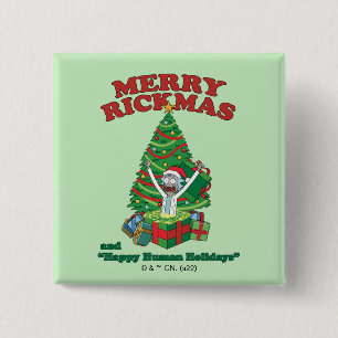 Badge Carré 5 Cm Rick et Morty Portail Rick Merry Rickmas