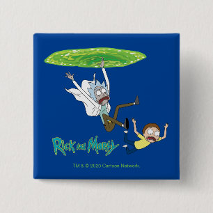 Badge Carré 5 Cm RICK ET MORTY™  Sortir du portail