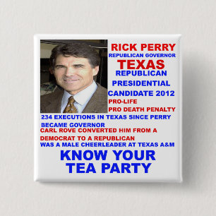 Badge Carré 5 Cm Rick Perry, gouverneur de thé du Texas