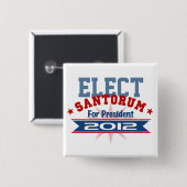 Badge Carré 5 Cm Rick Santorum 2012 (Devant & derrière)