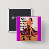 Badge Carré 5 Cm Rick Santorum 2012 (Devant & derrière)