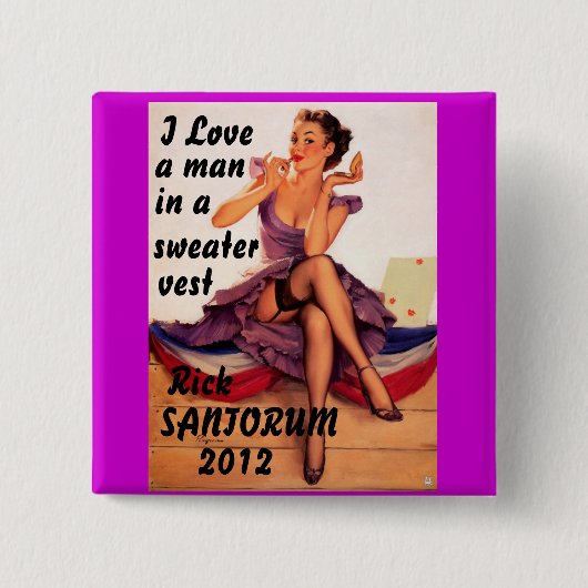 Badge Carré 5 Cm Rick Santorum 2012 (Devant)