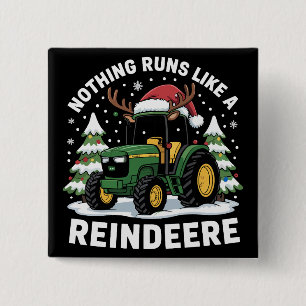 Badge Carré 5 Cm Rien ne fonctionne comme un tracteur de Noël Reind