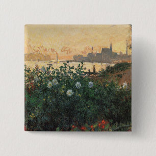 Badge Carré 5 Cm Riverbank, Argenteuil - Claude Monet - c1