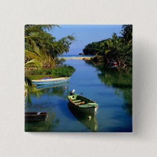 Badge Carré 5 Cm Rivière panoramique près d'Ocho Rios en Jamaïque