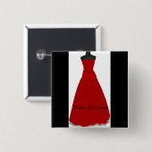Badge Carré 5 Cm Robe de Mariage Mère du Marié Épingle Bouton Cadea (Devant & derrière)
