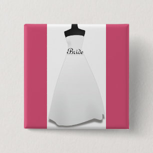 Badge Carré 5 Cm Robe de mariée élégante Script Bride bouton cadeau