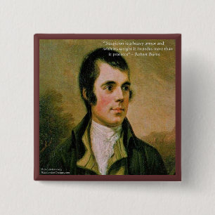 Badge Carré 5 Cm Robert Burns & Célèbre Citation de Soupçon