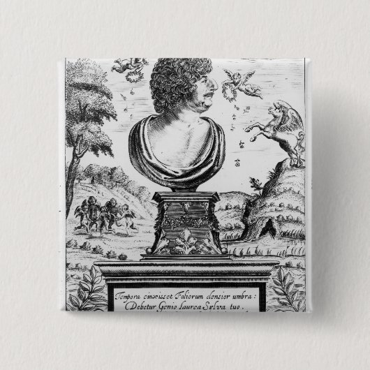 Badge Carré 5 Cm Robert Herrick, gravé par l'artiste (Devant)