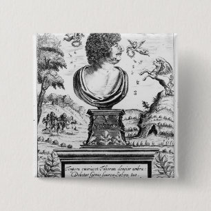 Badge Carré 5 Cm Robert Herrick, gravé par l'artiste