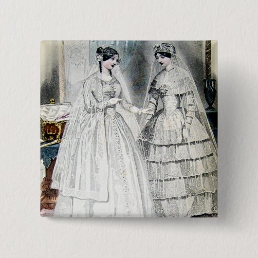 Badge Carré 5 Cm Robes Mariages blanches antiques (Devant)