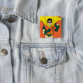 Badge Carré 5 Cm Robin en cours d'exécution (En situation)