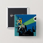 Badge Carré 5 Cm Robin Et Batman Grimpent (Devant & derrière)