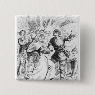 Badge Carré 5 Cm Robin Hood et l'évêque