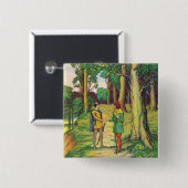 Badge Carré 5 Cm Robin Hood et petit John (Devant & derrière)