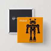 Badge Carré 5 Cm Robot Mk I (iRobot) - orange (Devant & derrière)