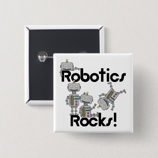Badge Carré 5 Cm Robotics Rocks (Devant & derrière)