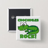 Badge Carré 5 Cm Roche de crocodiles (Devant & derrière)
