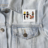 Badge Carré 5 Cm Roche de filles ! Bouton (En situation)