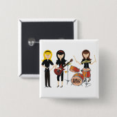 Badge Carré 5 Cm Roche de filles ! Bouton (Devant & derrière)