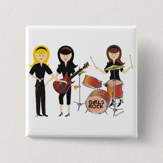 Badge Carré 5 Cm Roche de filles ! Bouton (Devant)