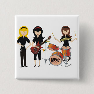 Badge Carré 5 Cm Roche de filles ! Bouton